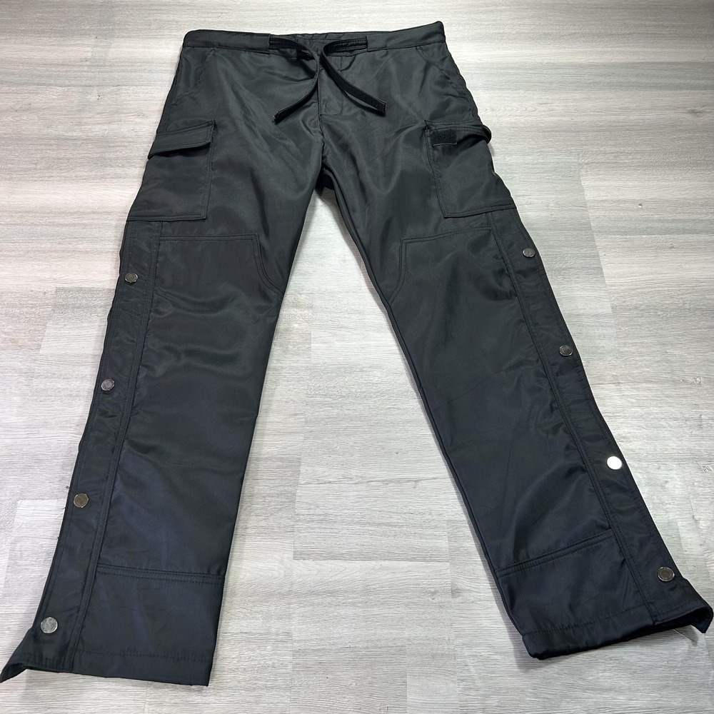 MNML Track Pants Mens 34x32 Black Tearaway Cargo Side Snap Zip Pockets Athletic‎